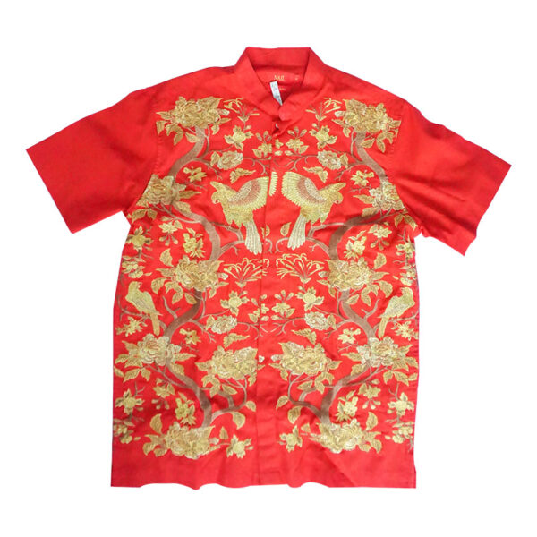 Man's Chinese Red and Gold Shirt